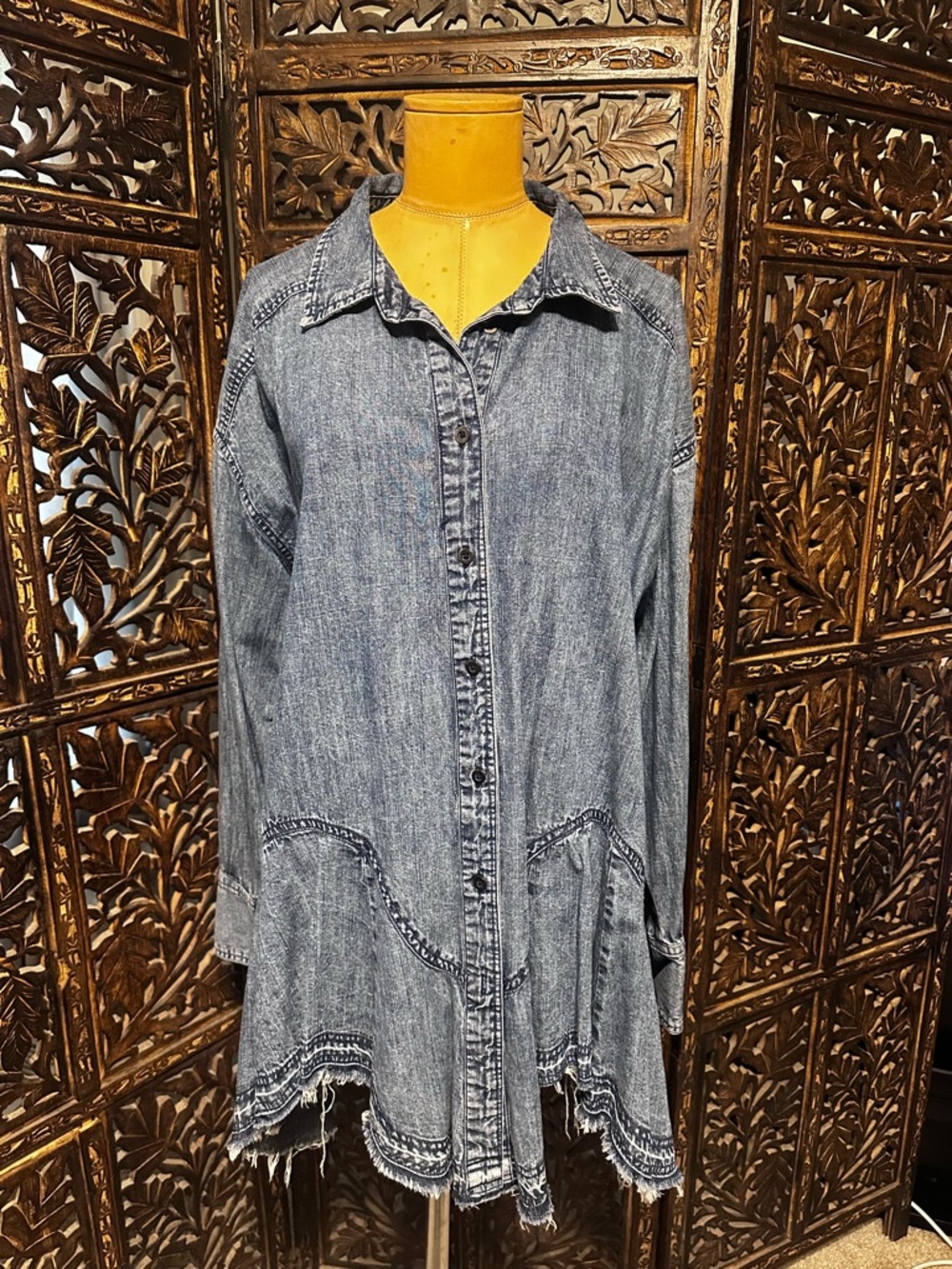 Free People We the Free Freya Denim Button-Front Tunic Dress